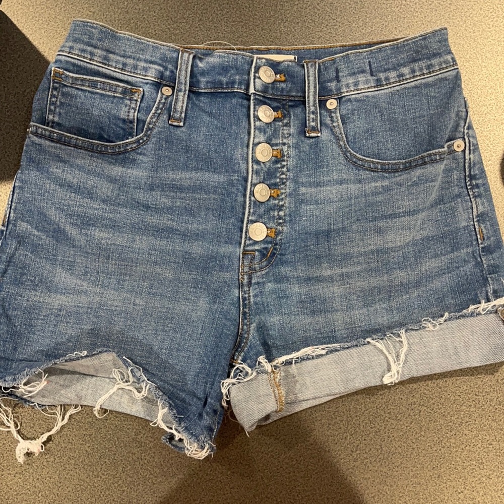 MADEWELL 5 button high rise denim shorts